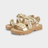 Sandália Infantil Bibi Plataforma 2.0 Dourada com Glitter - 3