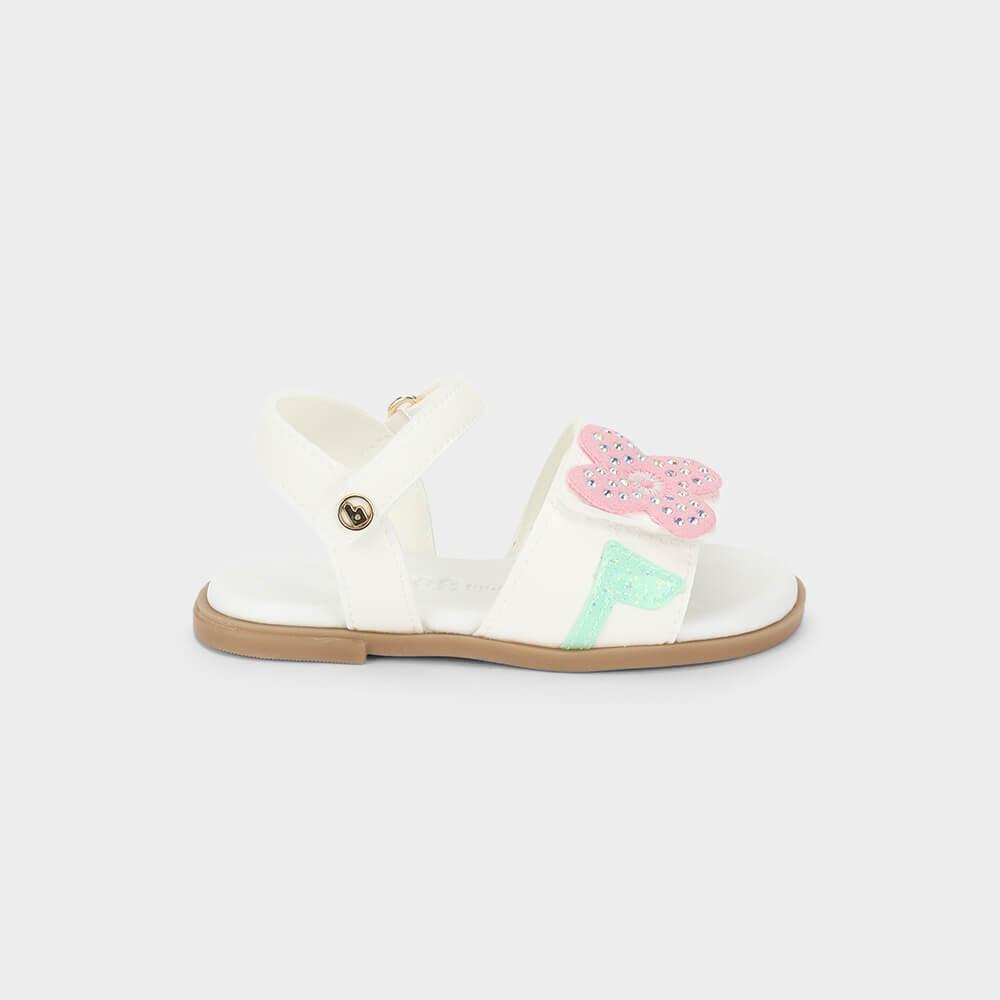 Sandália Infantil Bibi Shine Mini Branca de Flor - 1