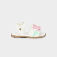 Sandália Infantil Bibi Shine Mini Branca de Flor - 1