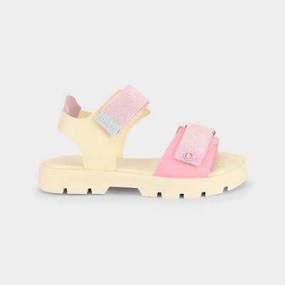 Sandália Infantil Bibi Plataforma 2.0 Bege com Rosa