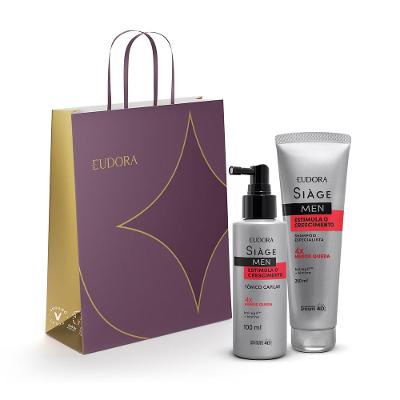 Combo Siàge Estimula o Crescimento Men Presente: Tônico Capilar 100ml + Shampoo 250ml + Sacola