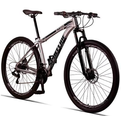 Bicicleta Aro 29 Spaceline Star 21 Marchas, Quadro de Alumínio e Freio a Disco - Prata/Preto