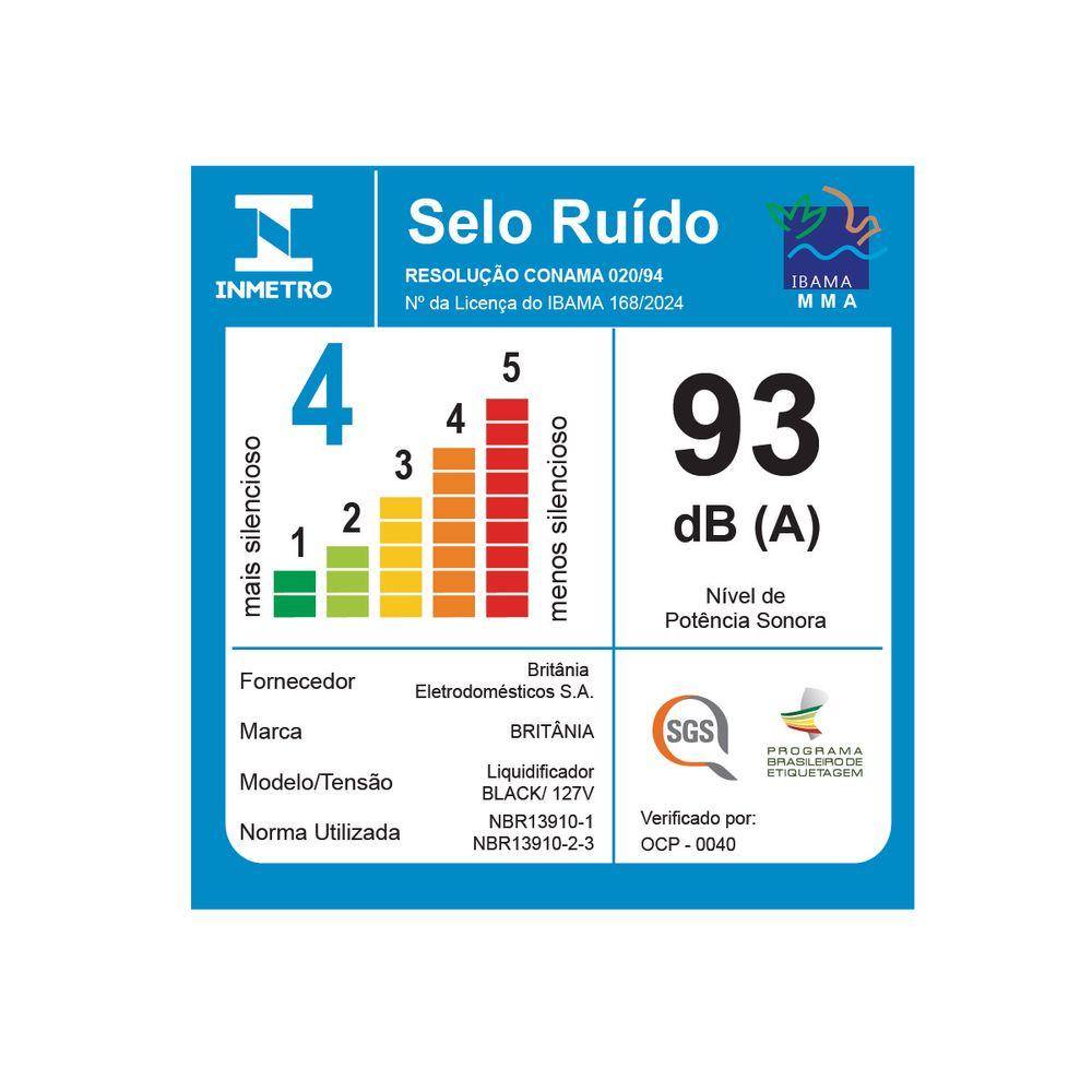 Liquidificador Britânia Black 3 Velocidades 2,1L - 7