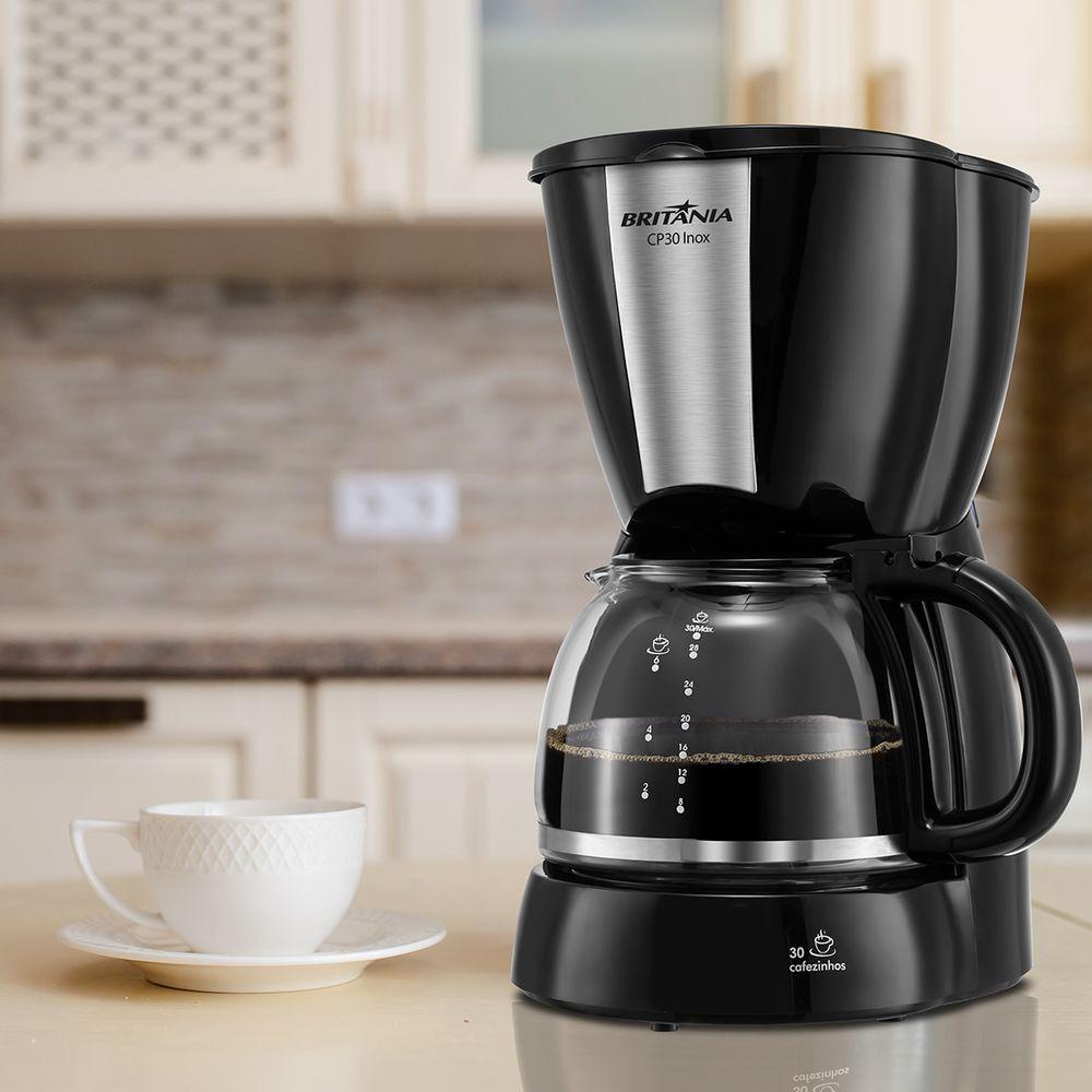 Cafeteira Britânia CP30 Inox Preta com Jarra de Vidro - 6