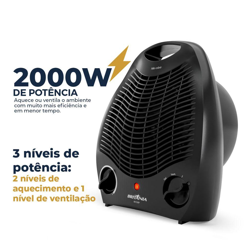 Aquecedor Britânia 2 em 1 com 3 Níveis de Potência AB1500P - 7