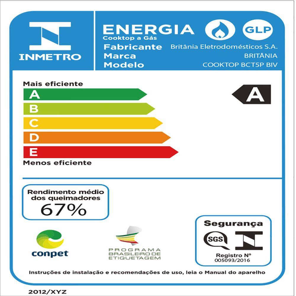 Cooktop a Gás Britânia 5 Bocas BCT5P - 9