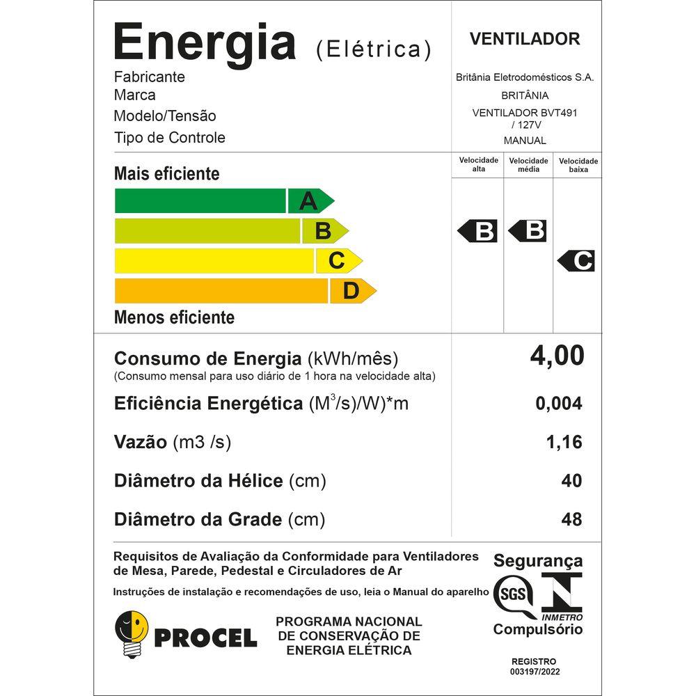 Ventilador Britânia 2 em 1 Tecnologia Maxx Force 174W BVT491 - 3