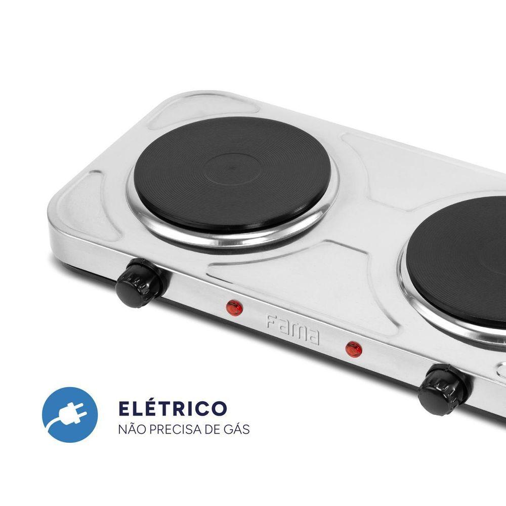 Fogão Elétrico Fama FFG01 Inox 2 Bocas 2000W - 3
