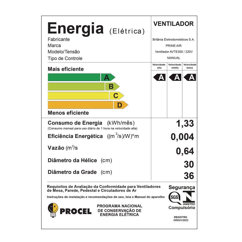 Ventilador de Mesa Prime Air Maxx Force 6 pás 60W AVTE300 - 10