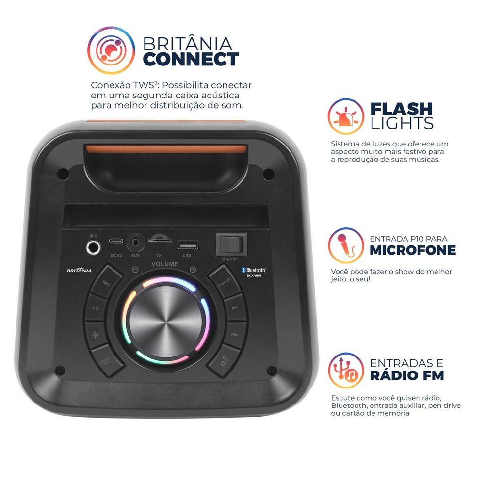Caixa de Som Britânia BCX4601 Flash Lights Bluetooth V5.3 350W - 4