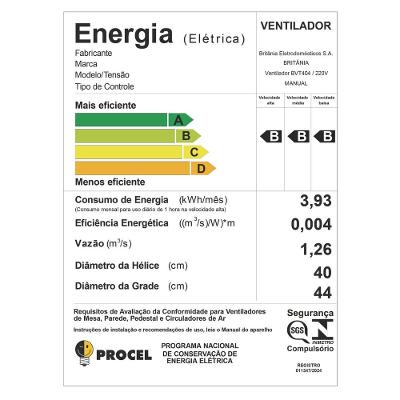 Ventilador Britânia Tecnologia Maxx Force 150W BVT404