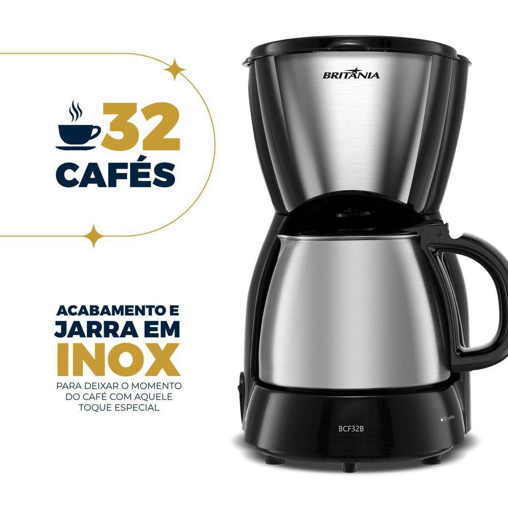 Cafeteira Britânia 32 Cafezinhos 1,2L BCF32B Jarra em Inox - 4