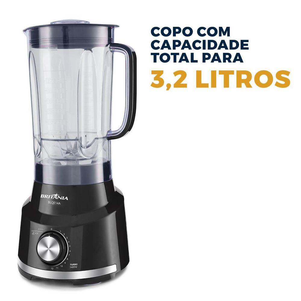 Liquidificador Britânia 1400W 3,2L 12 Velocidades BLQE14A - 1