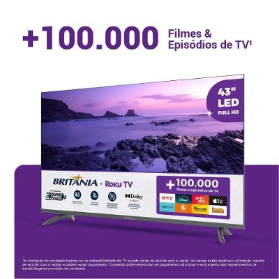 Smart TV 43” Britânia LED Dolby Audio Roku TV BTV43VA4REGB