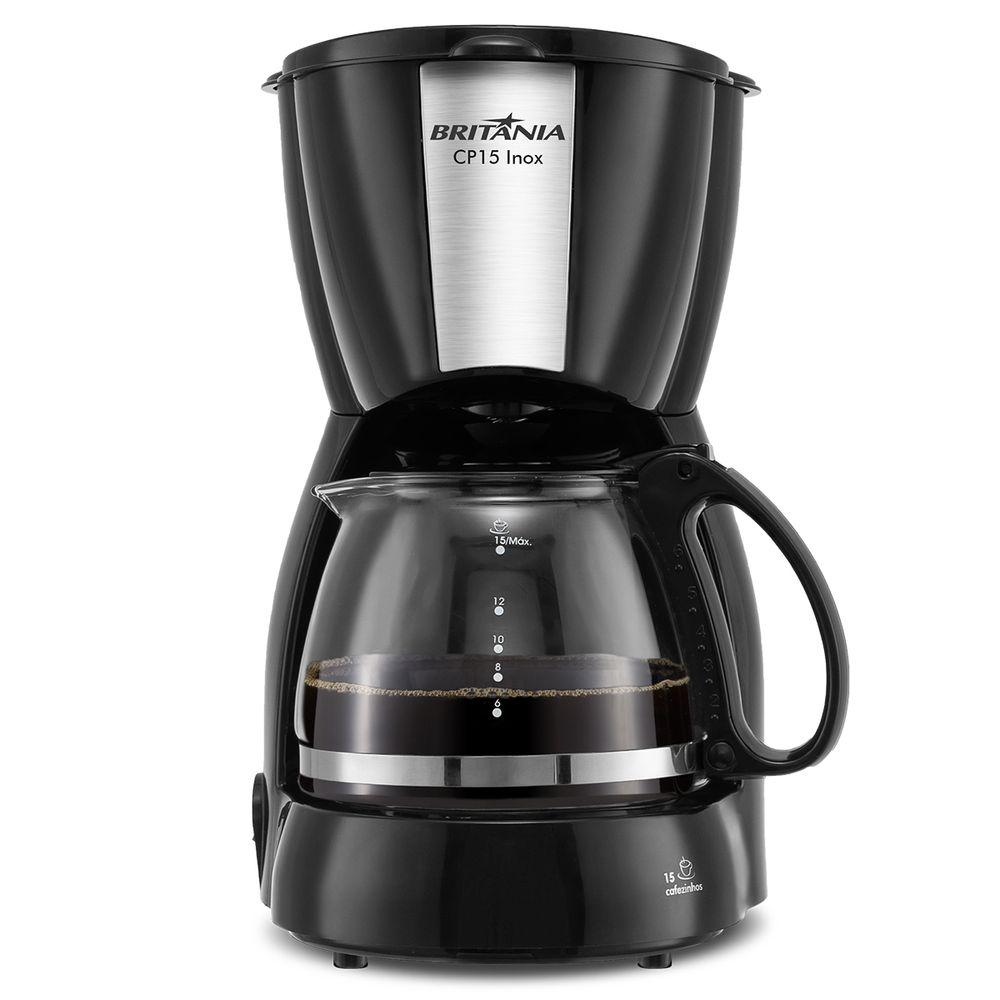 Cafeteira Britânia CP15 Vidro Preto com Inox - 1