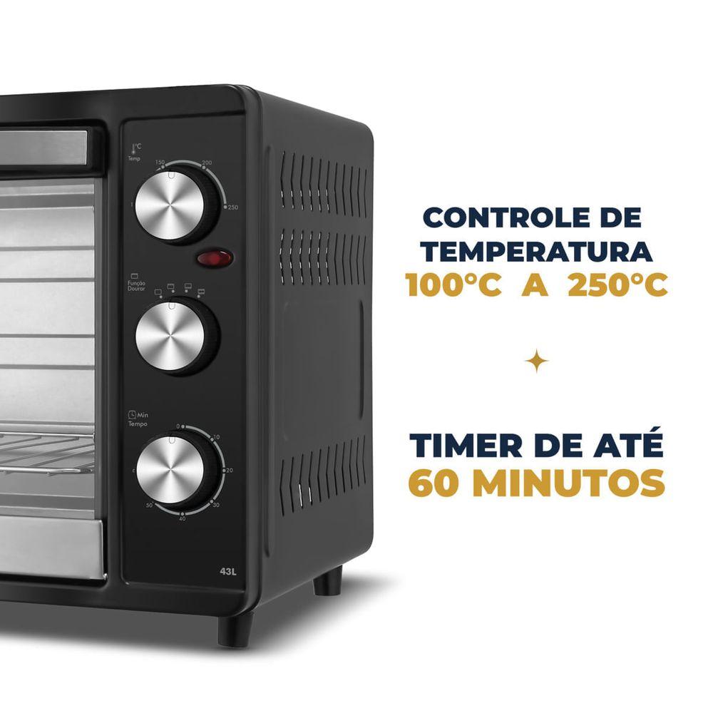 Forno Elétrico Britânia 43L Preto Dupla Resistência BFE43 - 4
