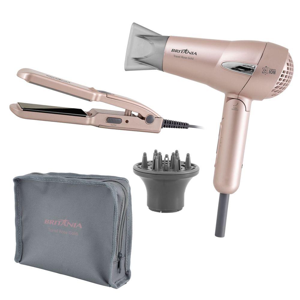 Kit Britânia Travel Rose Gold  - Secador + Prancha - 1
