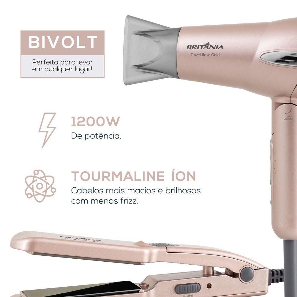 Kit Britânia Travel Rose Gold  - Secador + Prancha - 5