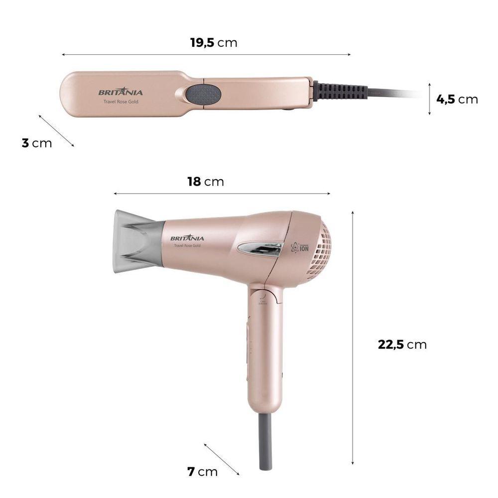 Kit Britânia Travel Rose Gold  - Secador + Prancha - 6