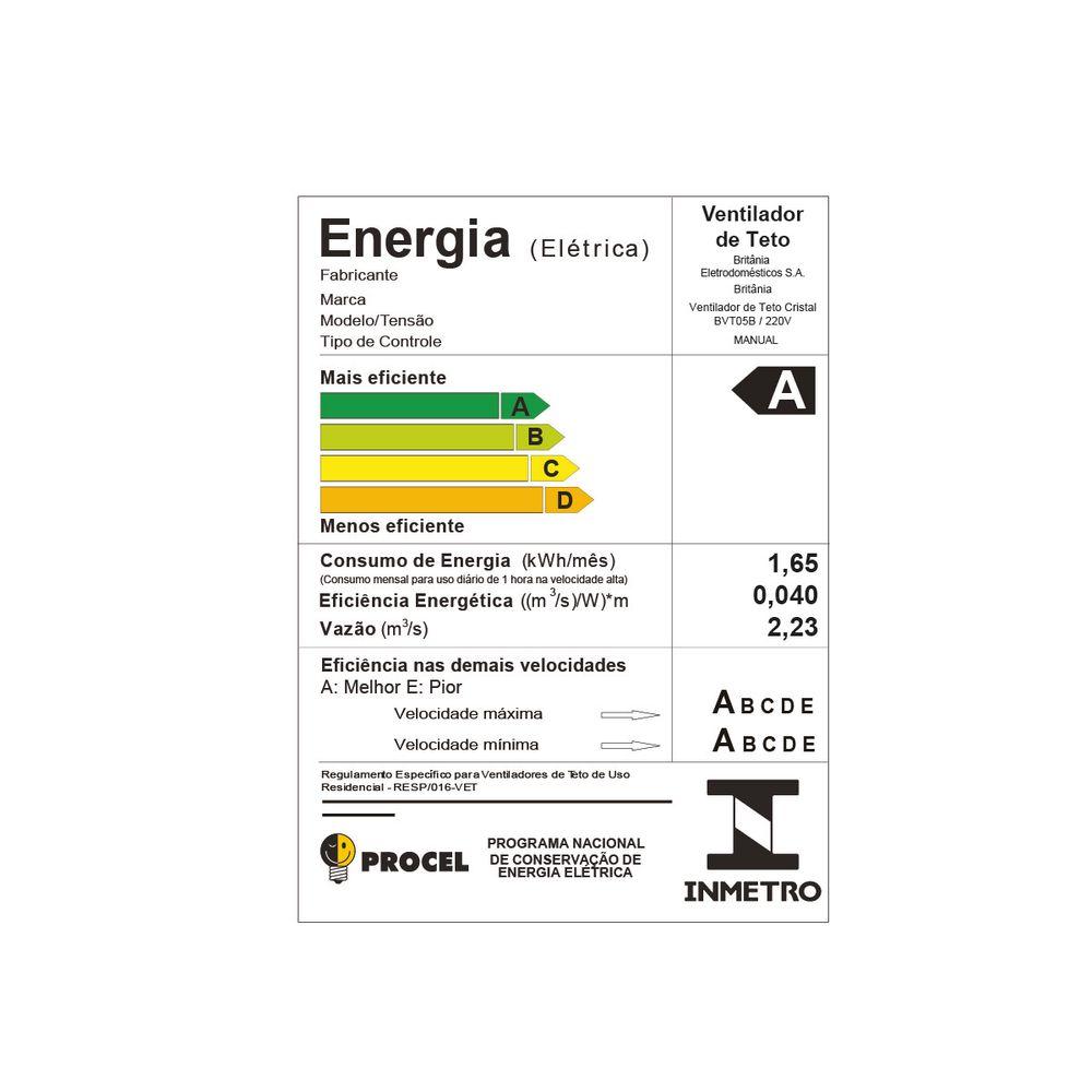 Ventilador de Teto Britânia Silencioso 131W Cristal BVT05B - 6