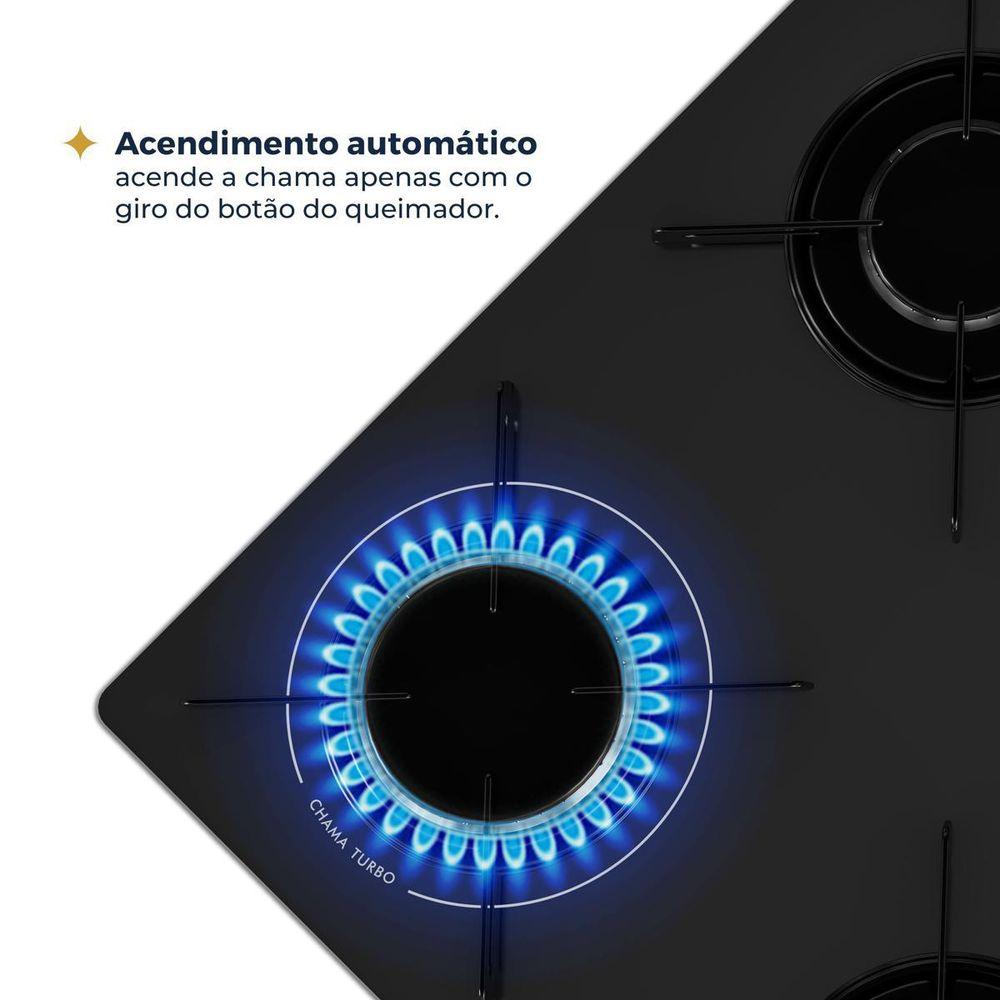 Cooktop a Gás Britânia 4 Queimadores Vidro 8mm BCT4P Bivolt - 3