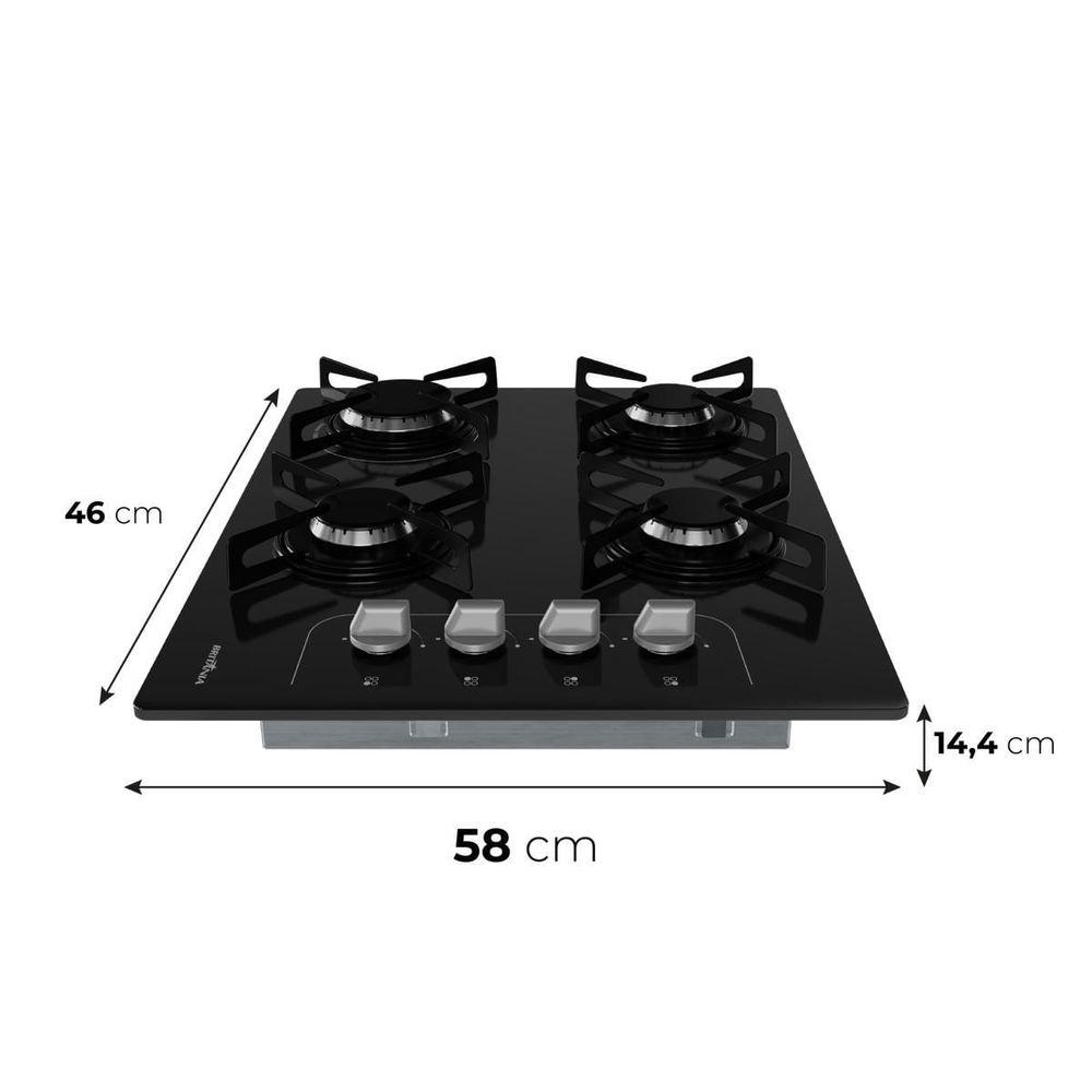 Cooktop a Gás Britânia 4 Queimadores Vidro 8mm BCT4P Bivolt - 5