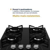 Cooktop a Gás Britânia 4 Queimadores Vidro 8mm BCT4P Bivolt - 2