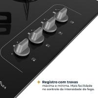 Cooktop a Gás Britânia 4 Queimadores Vidro 8mm BCT4P Bivolt