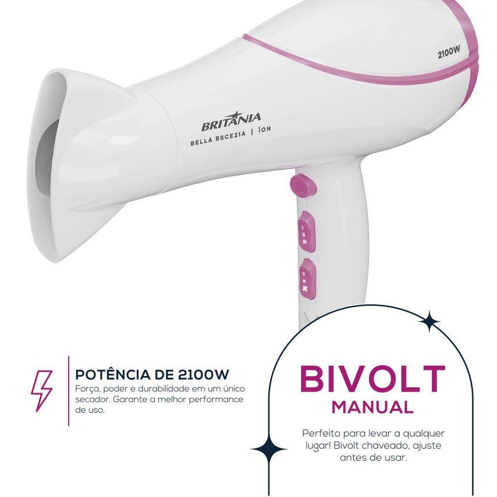 Secador de Cabelos Britânia 2100W Bivolt BELLA BSCE21A - 3
