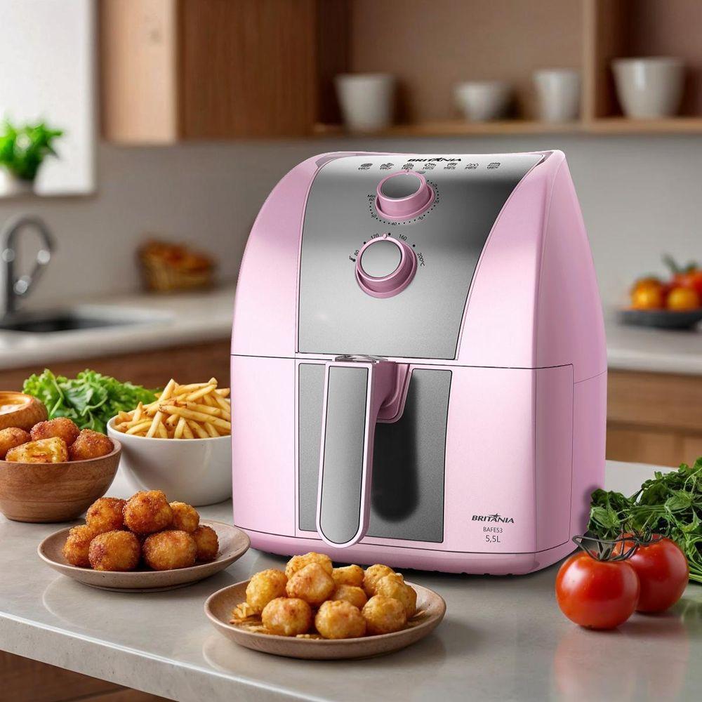 Air Fryer Rosa Britânia 5,5L Cesto Pinkstone 1500W BAFE53 - 3