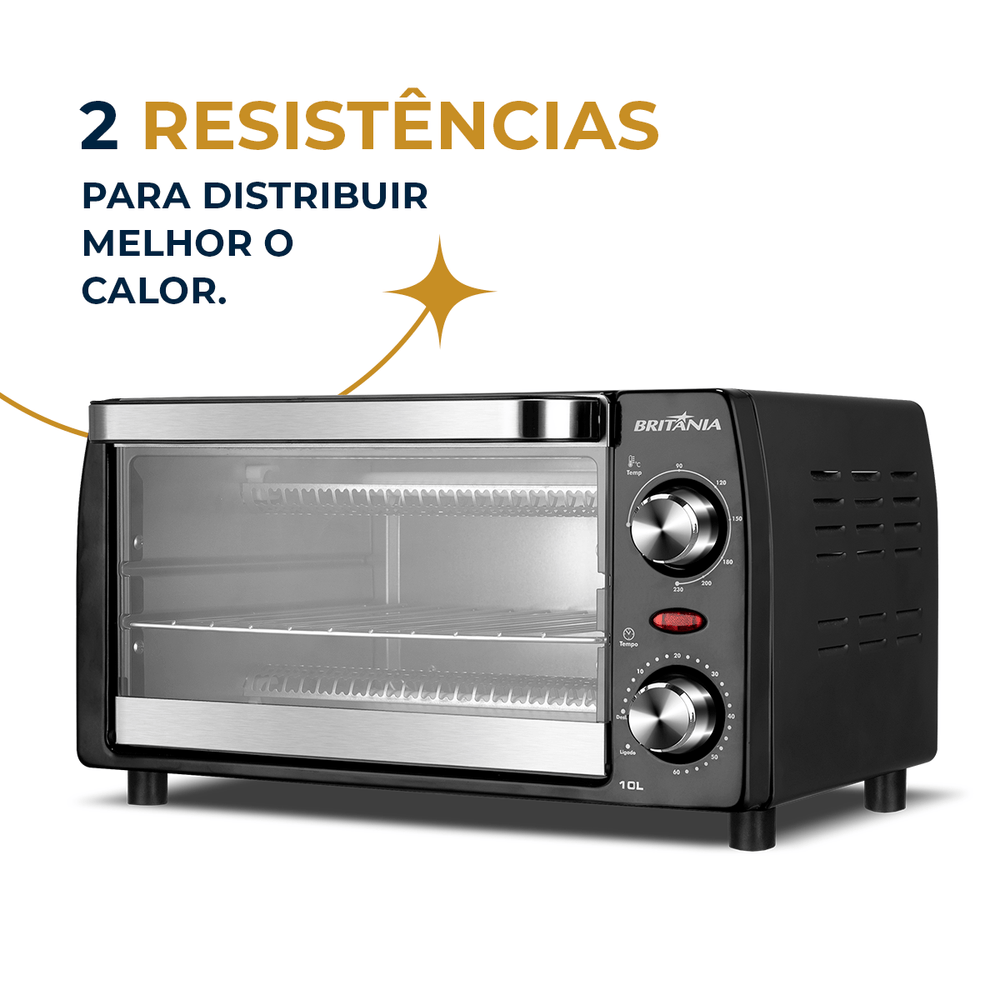 Forno Elétrico Britânia 10L Preto 2 Resistências 1050W BFE11 - 3