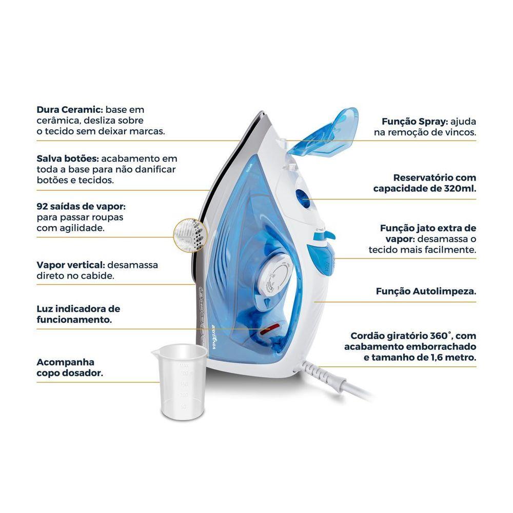 Ferro de Passar a Vapor Britânia 320ml Base em Cerâmica BFV70 - 4