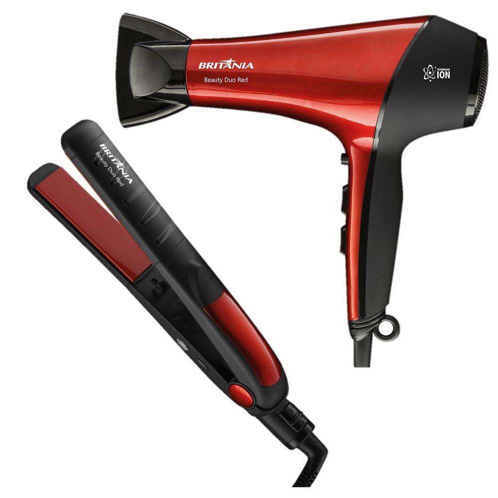 Kit Secador e Prancha de Cabelo Britânia Beauty Duo Vermelho - 1
