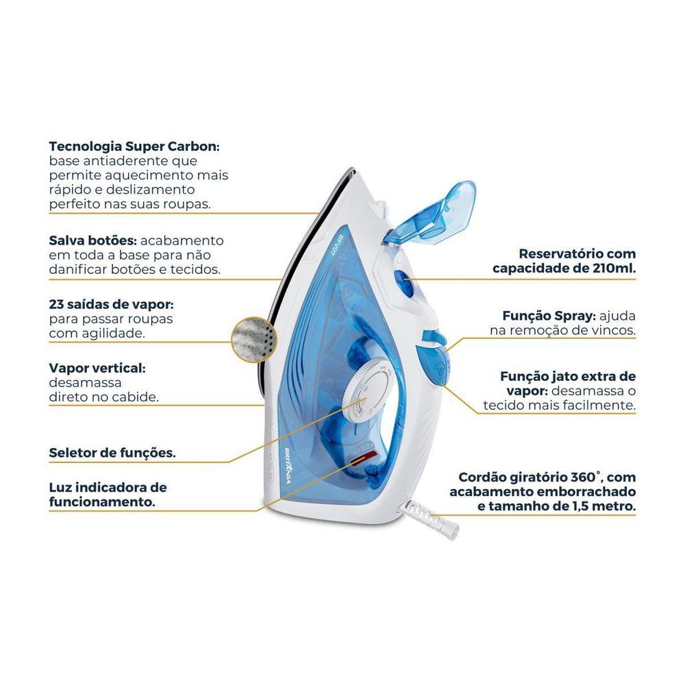 Ferro de Passar a Vapor Britânia 210ml Base Antiaderente BFV07 - 4