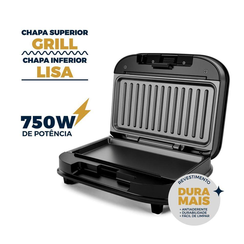 Sanduicheira e Grill Britânia  Antiaderente 750W BGR25A - 2