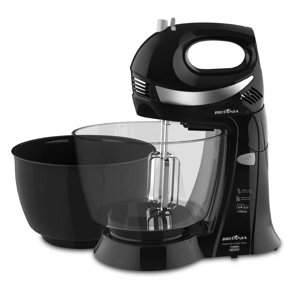 Batedeira Britânia Diamante Cristal Maxx Tigelas 400W Preta - 1