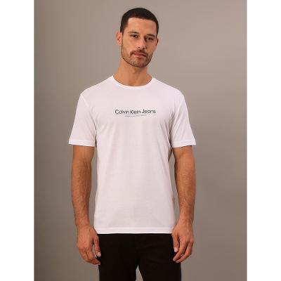 Camiseta Masculina de Algodão Slim Estampa Centro Cidades Calvin Klein Jeans - Branco
