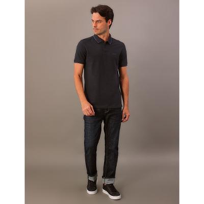 Camisa Polo Masculina Básica Com Friso Calvin Klein - Azul Marinho