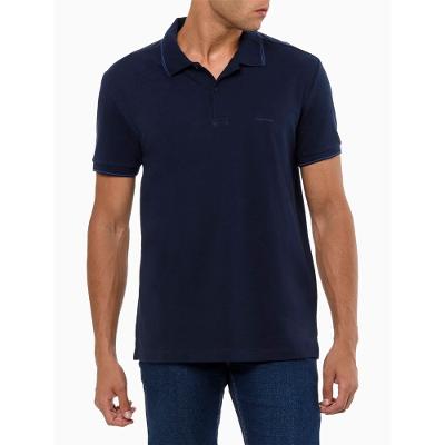 Camisa Polo Masculina Básica Com Friso Calvin Klein - Azul Marinho