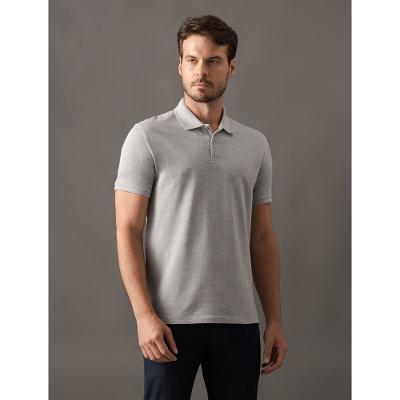 Camisa Polo Masculina Básica Sem Friso Calvin Klein - Cinza