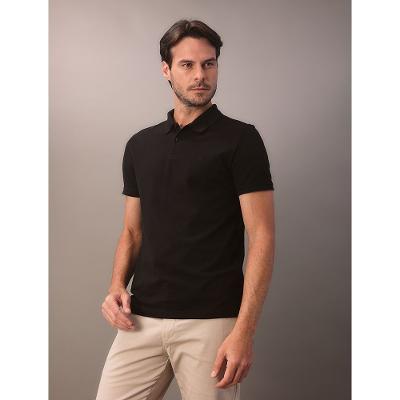 Camisa Polo Masculina Básica Sem Friso Calvin Klein - Preto