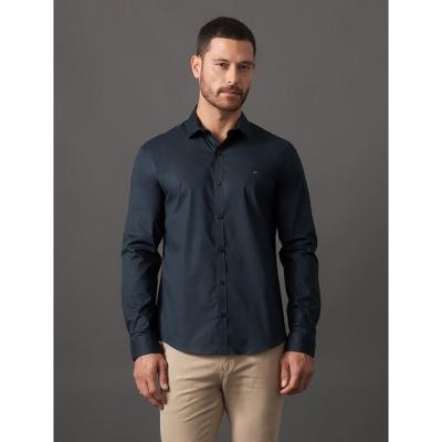 Camisa Masculina Slim Básica de Manga Longa Calvin Klein - Azul Marinho