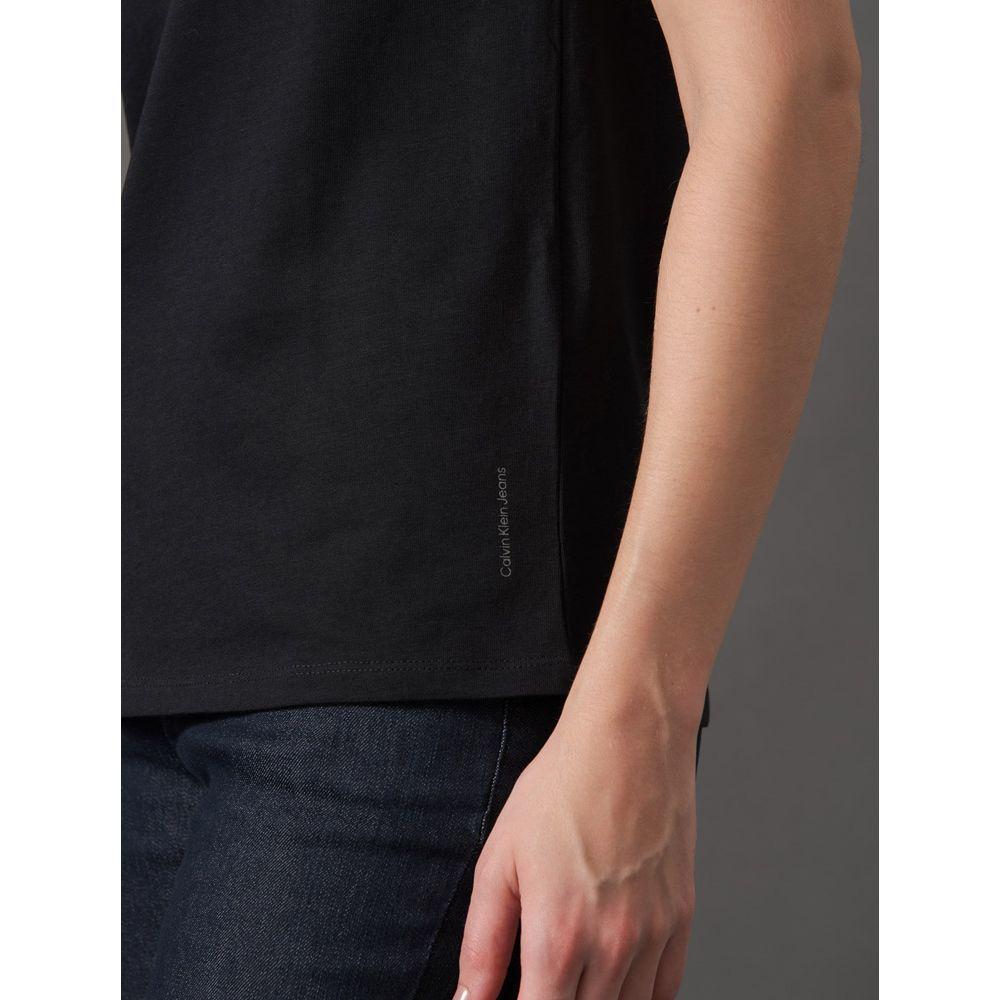 Camiseta Feminina Estampa Lateral Gola v Calvin Klein Jeans - Preto - 4