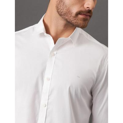 Camisa Masculina Slim Básica de Manga Longa Calvin Klein - Branco