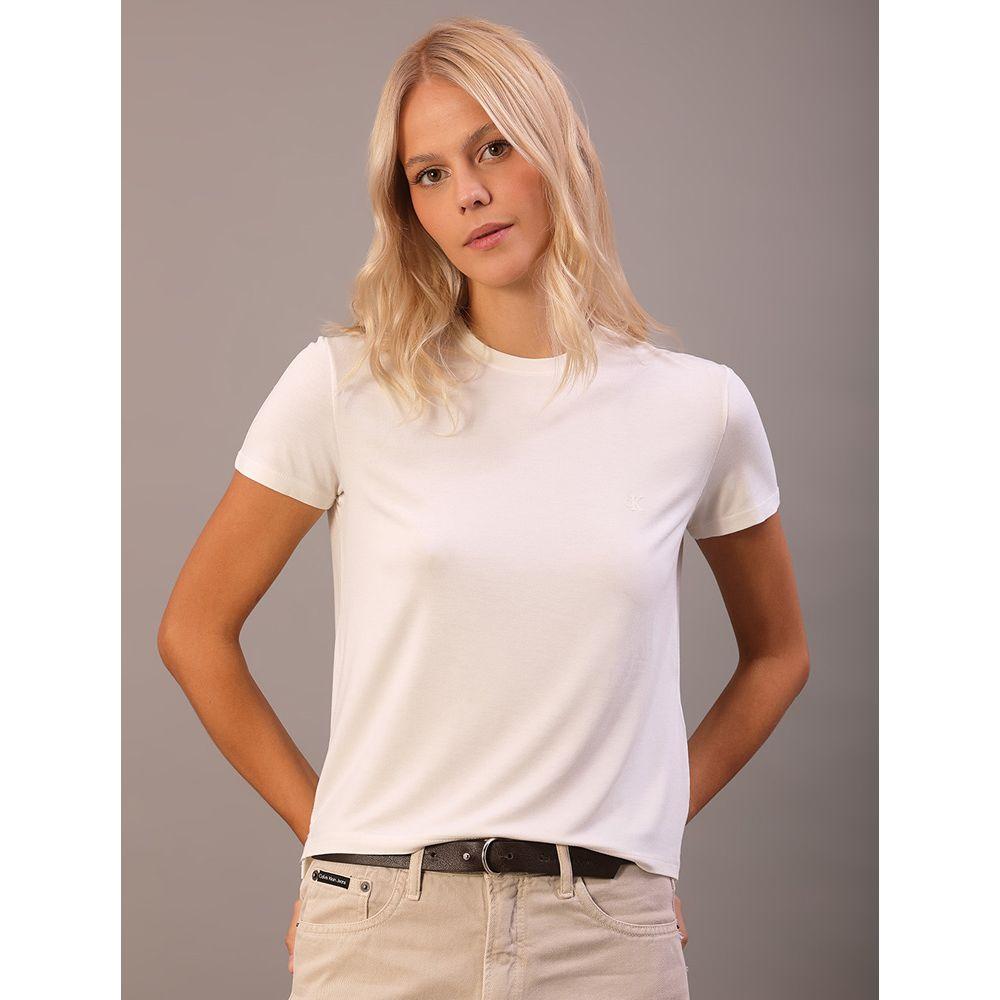 Camiseta Feminina Viscolycra Calvin Klein Jeans - Off White - 2