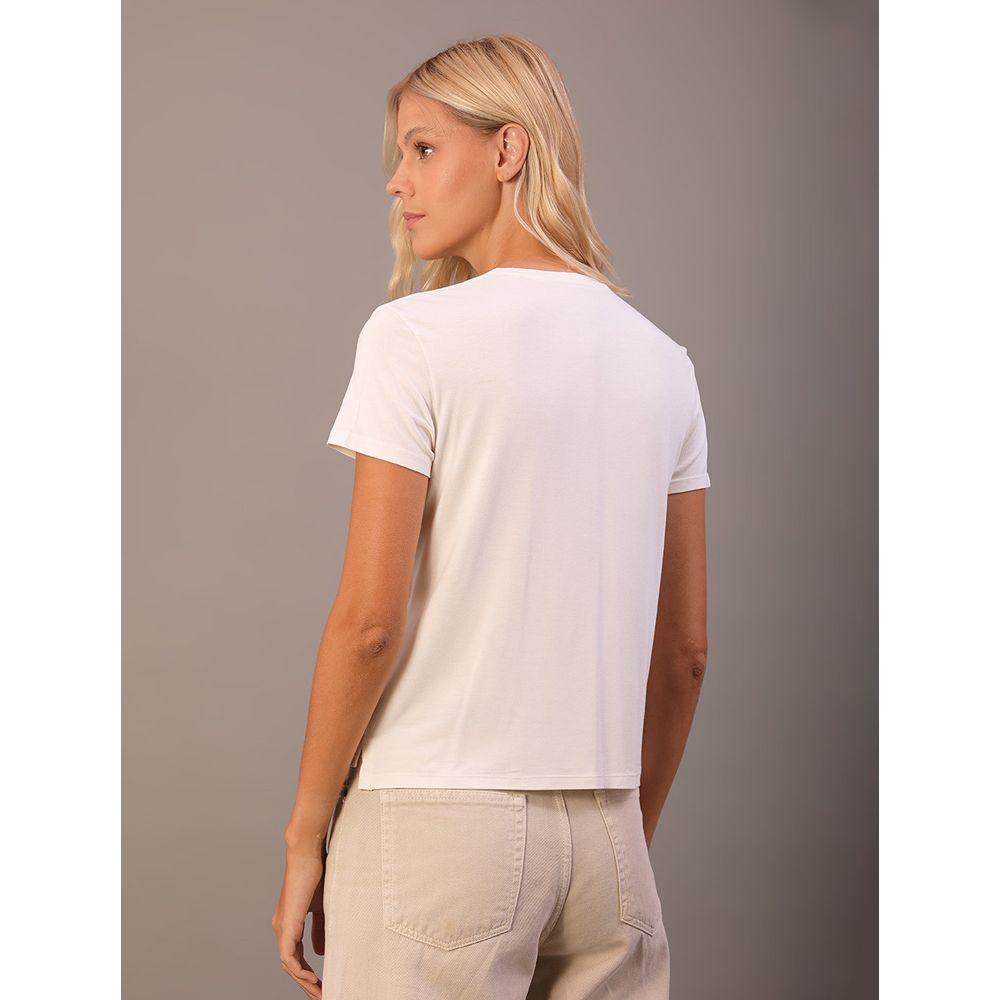 Camiseta Feminina Viscolycra Calvin Klein Jeans - Off White - 4