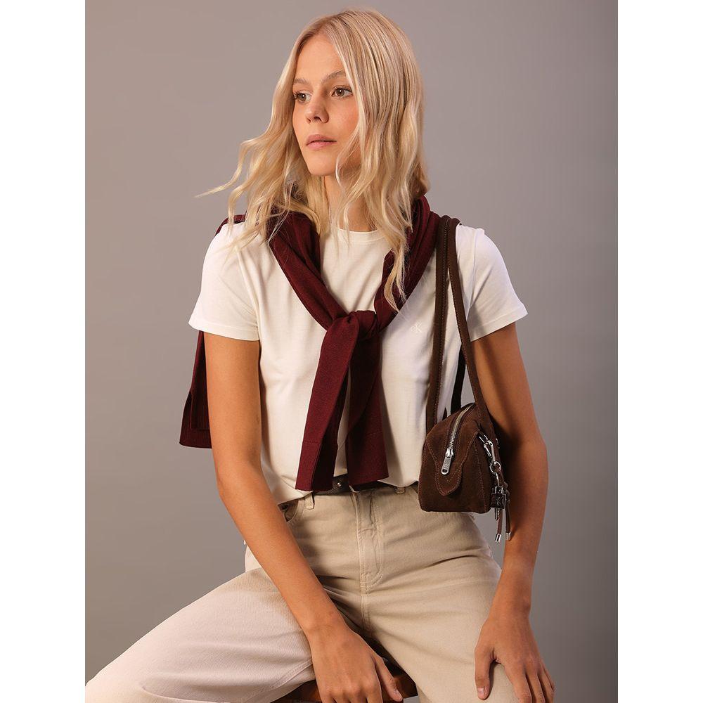 Camiseta Feminina Viscolycra Calvin Klein Jeans - Off White - 5