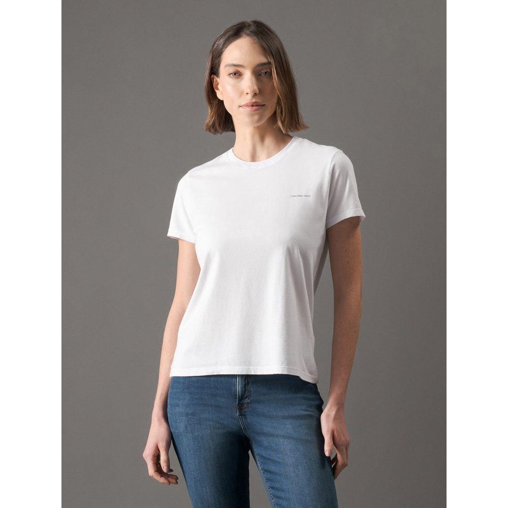 Camiseta Feminina Slim Estampa Mini Calvin Klein Jeans - Branco - 1