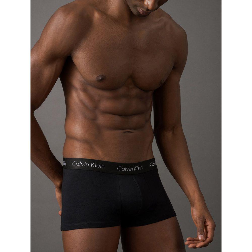 Kit 4 Underwear Trunk Classic Cintura Baixa Com Elastano Elástico Cueca Calvin Klein - Preto - 4