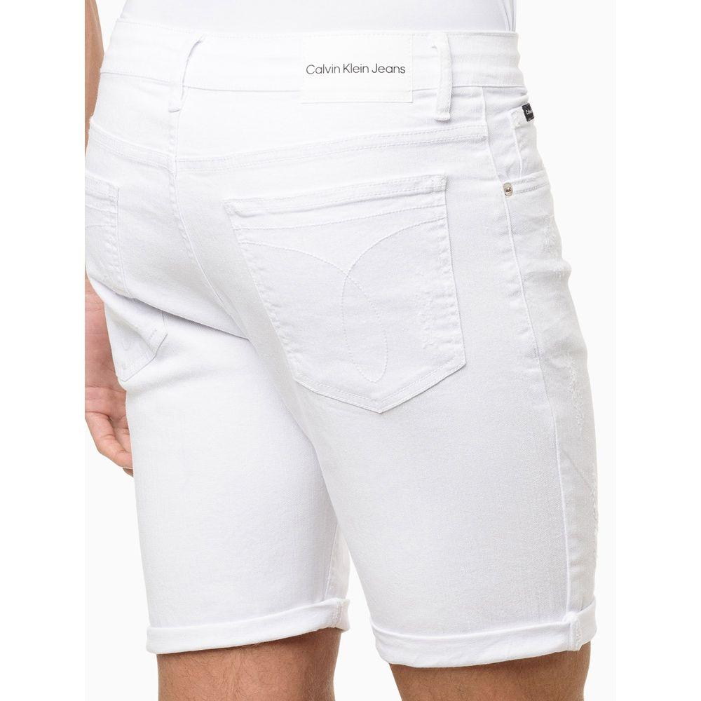 Bermuda de Sarja Masculina Com Stretch e Barra a Fio Calvin Klein Jeans - Branco - 4